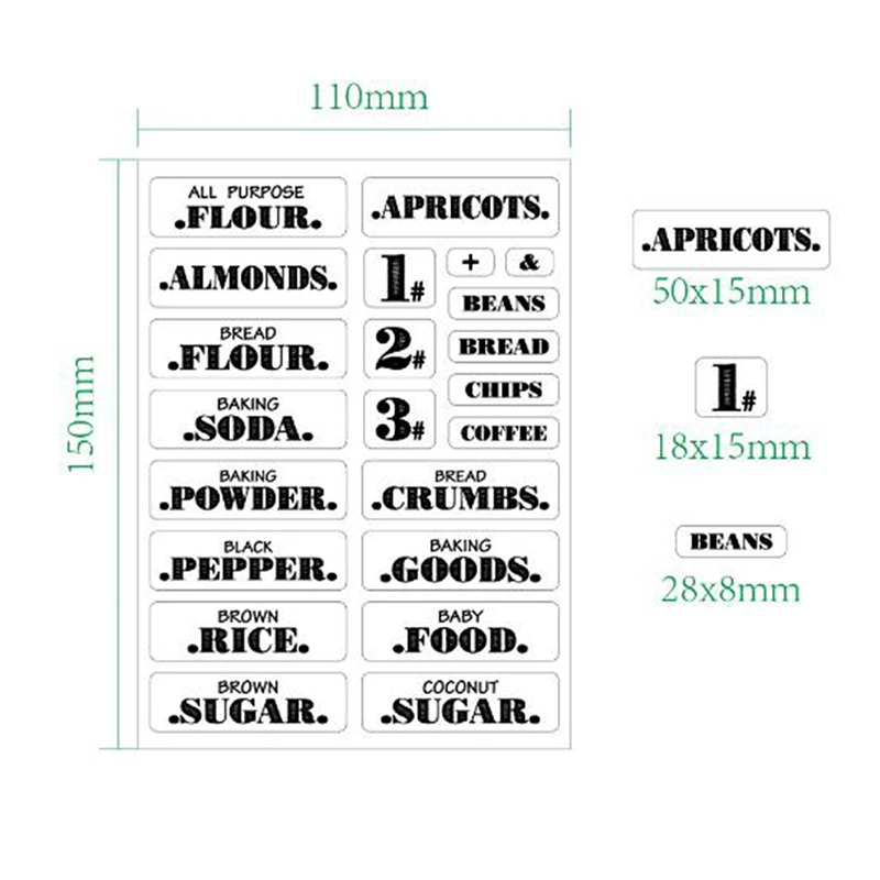 

Pantry Labels 6 Sheets Transparent Waterproof Pantry Stickers Food Jar Labels