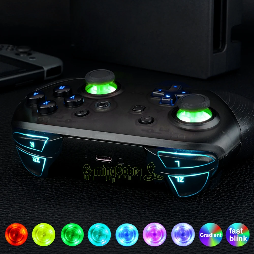 eXtremeRate Multi-Colors Luminated Thumbsticks D-pad ABXY ZR ZL L R Classic Symbol Buttons DTFS LED Kit for NS Pro Controller