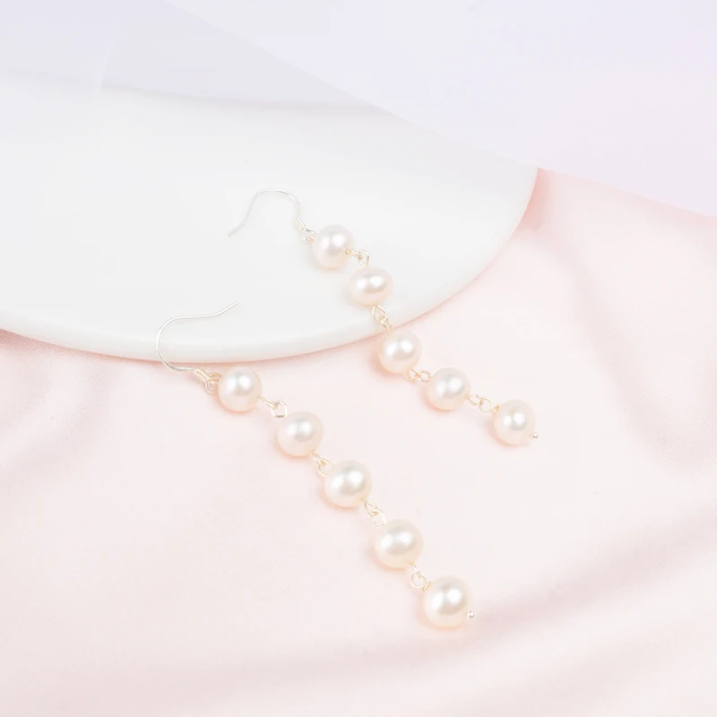 Женские длинные серьги ASHIQI модные корейские драгоценности из серебра 925 пробы с