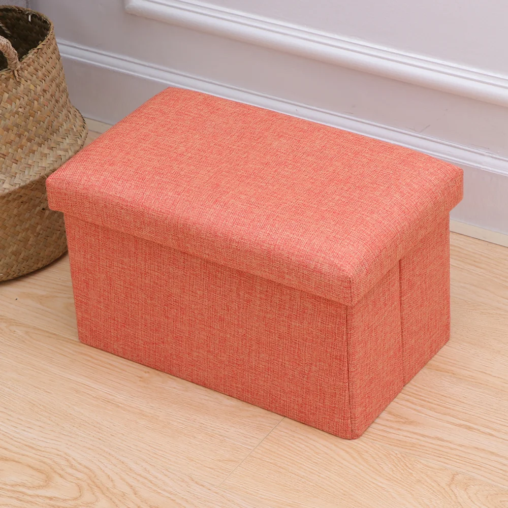 

Foldable Storage Ottoman with Folding Chest Storage Box Linen Fabric Ottomans Bench Foot Rest for Bedroom Living Room (Grey)