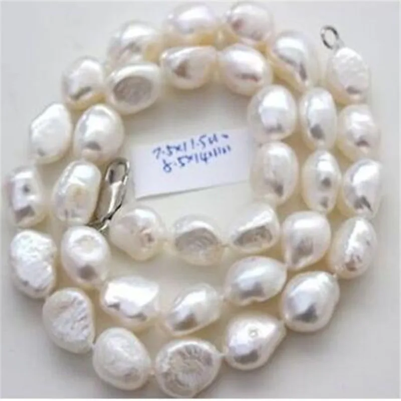 

classic 8-10mm south sea natural baroque white pearl necklace 18inch