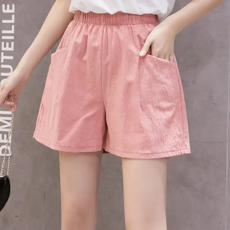 

Cotton hemp casual pants women's large wide leg pants home Beach Hot Pants summer loose casual sports pants