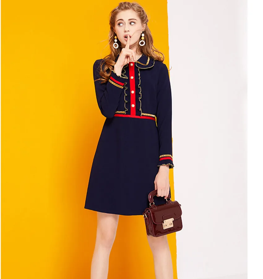 JSXDHK женское платье трапециевидной формы с длинными рукавами и оборками модное