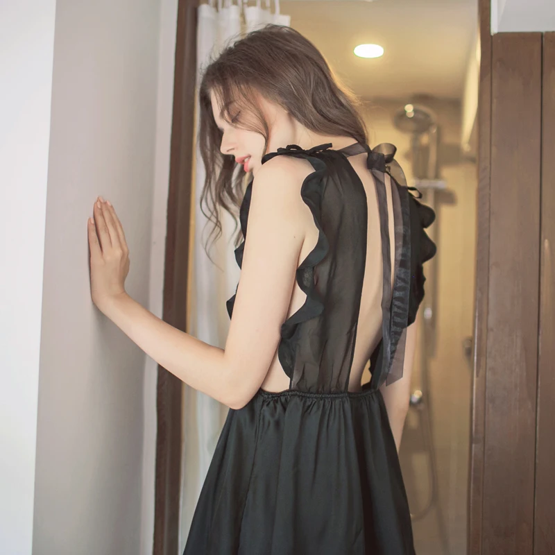 Сексуальная женская ночная рубашка на бретельках кружевное белье