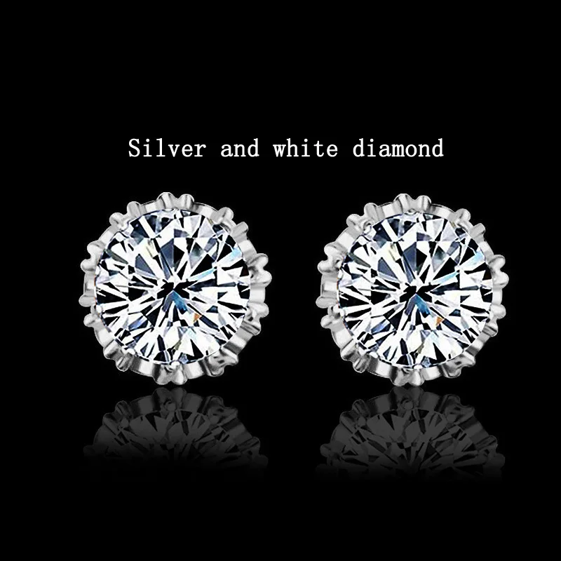 Женские посеребренные серьги-гвоздики с короной из циркона ювелирные изделия в