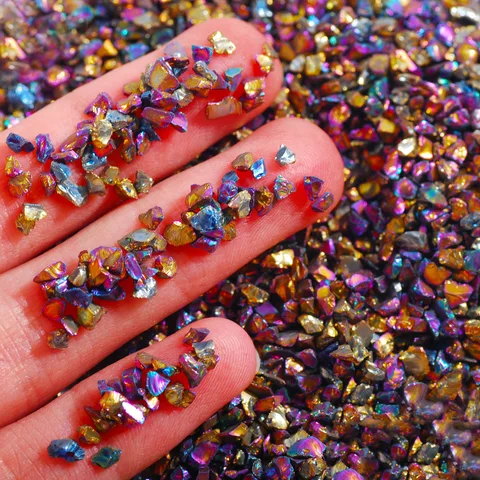 Разноцветный стеклянный гравий YAKAMOZ для декорирования ногтей 20г