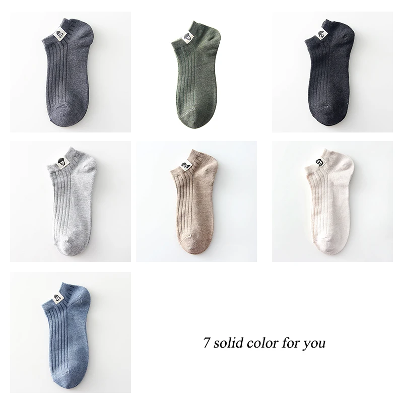 

Cotton Men Short Socks Special Label Design Top Solid Color Black Grey Green Khaki Blue Beige Ankle Sock Thin Breathable Type