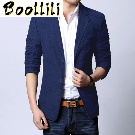 

Brand Boollili 2023 New Blazer Men Casual Cotton Blazer Slim Fit Suit Fashion Men's Jacket Spring Autumn Thin Plus Size 5XL