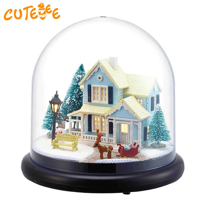 Кукольный дом Миниатюрный Кукольный кукольный домик CUTEBEE, деревянная мебель для дома, Рождественский домик, игрушки для детей, подарок на день рождения B025