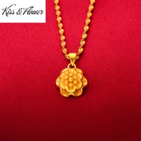kissflower nk126 2022 fine jewelry wholesale fashion woman birthday wedding gift exquisite flower 24kt gold pendant necklaces