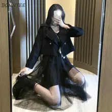 Women Short Blazers Long Sleeve Black Single Button Botched Elegant Ladies Korean Style Fashion Brand Hot Ulzzang Autumn Outwear