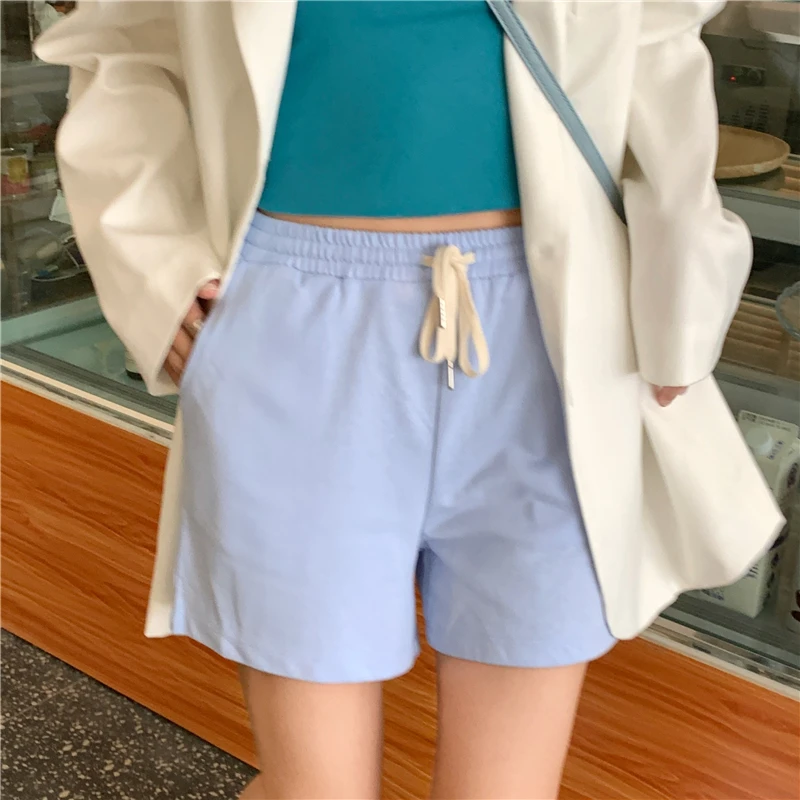 

KUSAHIKI Summer Sweat Shorts Women 2021 New Lace Up Waist Bottoms Causal Solid Fashion Korean Short Feminimos 6J114