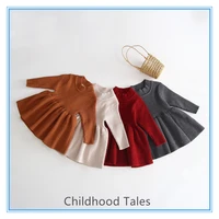 girls knitted dress fashion style princess knitted sweater dress baby baby long sleeved colorful skirt