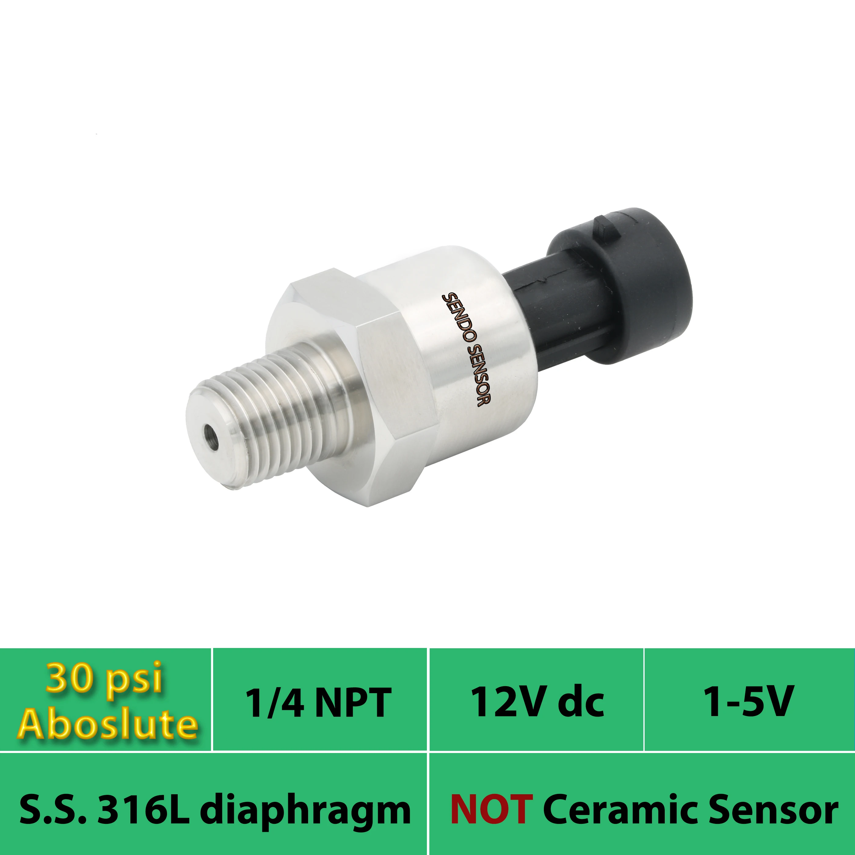 30 psi 0 2 МПа 200 КПА абсолютный сенсорный датчик давления 1 5 в сигнал 4 NPT резьба 12В DC