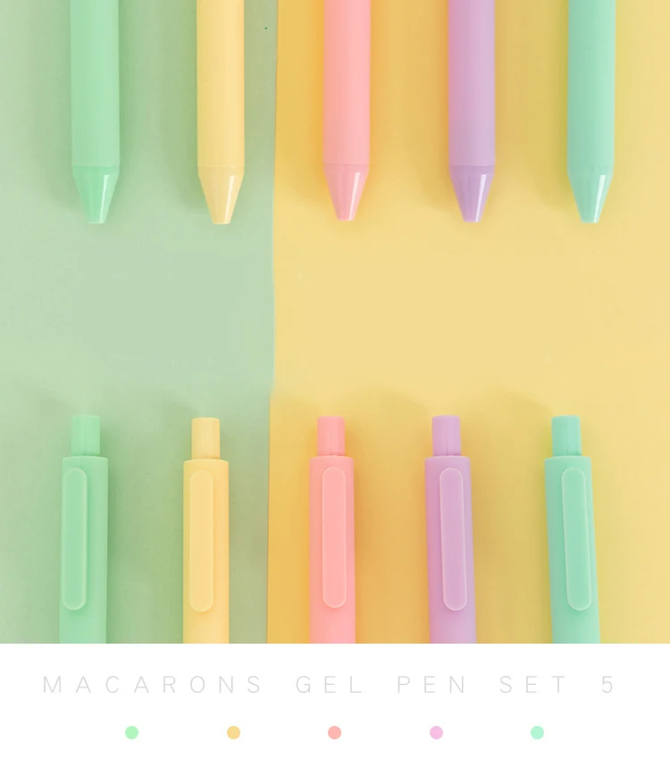 5 шт./компл. набор гелевых ручек Macaron Выдвижная 0,5 мм офисная Студенческая цветная прессованная черная ручка для подписи школьные принадлежности