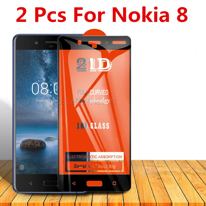 

2 Pcs Curved Tempered Glass For Nokia 8 Full Cover 11H Protective film Screen Protector For NOKIA 8
