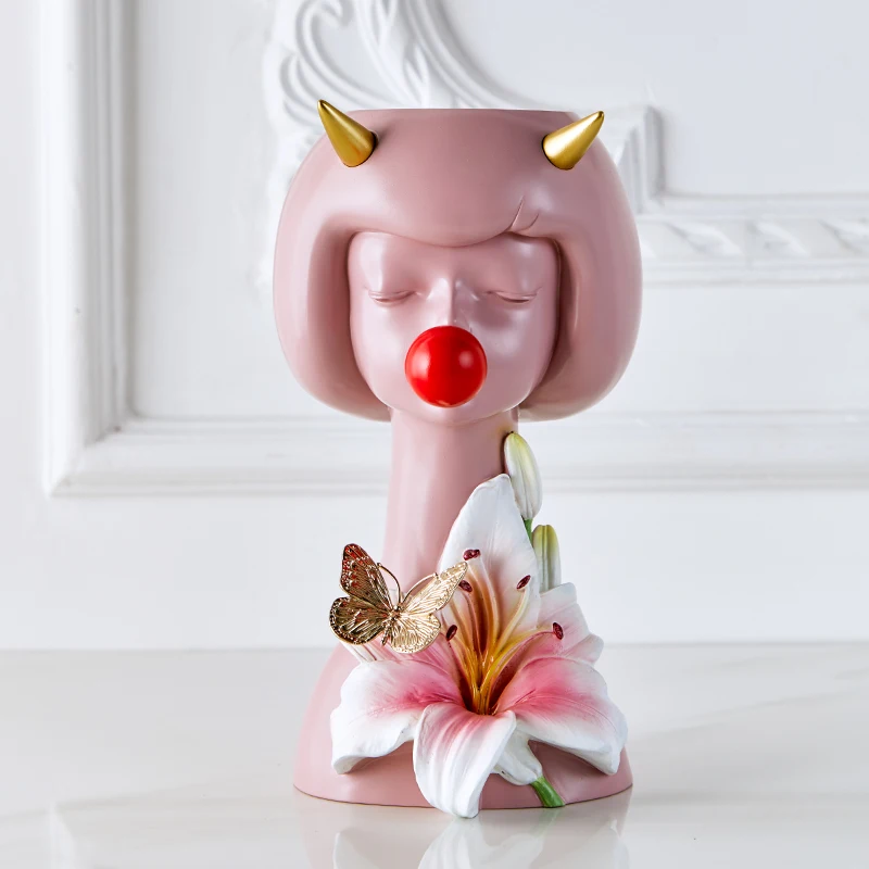 

Y.DSHH Little Witch Creative Nordic Style Resin Flower Vase Decoration Home Decorative Vases For Flowers Pot Vintage Table Vase