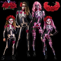halloween scary cosplay skeleton rose sexy women devil vampire jumpsuit party carnival scary costume baby girl day of the dead