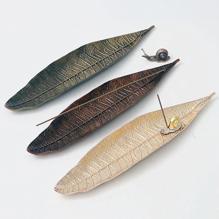 

The Leaf Incense Burner Copper Optional Snails Incense Sticks Holder Zen Dropshipping Living Room Incense Stove Ornaments