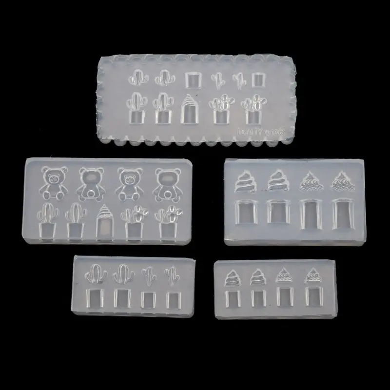 

5Pcs Handmade Mini Cactus Bear Ice Cream Silicone Mold Nail Art Craft Tools F3MF