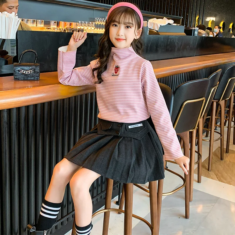 

Детская теплая хлопковая футболка с длинным рукавом, в полоску