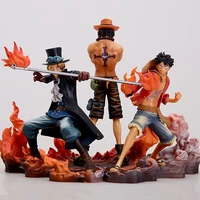 3pcs anime figurine monkey d luffy ace sabo three brothers set pvc action figure collection model toys doll 14 17cm