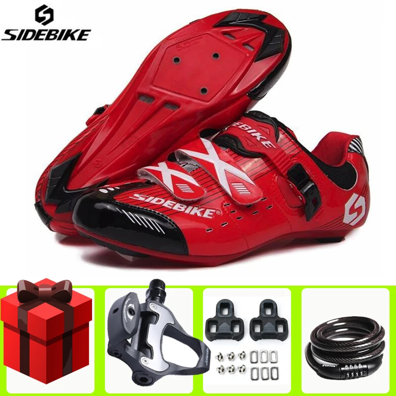 

SIDEBIKE Cycling Shoes Road Racing Red Bike Self-locking Atop Bicycle Men Sneakers Women Athletic Ultralight Professional