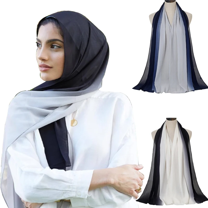 

Gradient Wrinkle Bubble Chiffon Hijab Scarf Women Fashion Muslim Islamic Shawl Wrap Head Scarves Headband Headscarf 180*75cm