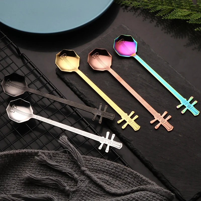 Искусственные 5 шт. музыкальные кофейные ложки из нержавеющей стали чайные для