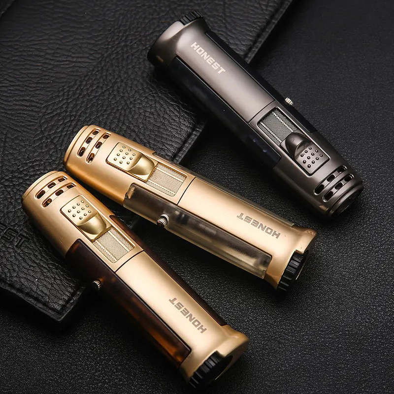 Ветрозащитная Зажигалка для сигар 1 фонарь зажигалка с синим пламенем Бутан