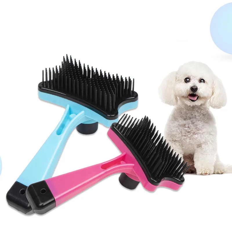 

Plastic Push Brush for Cat and Dogs Pet Groom Bath Brush Hair Removal Brush
