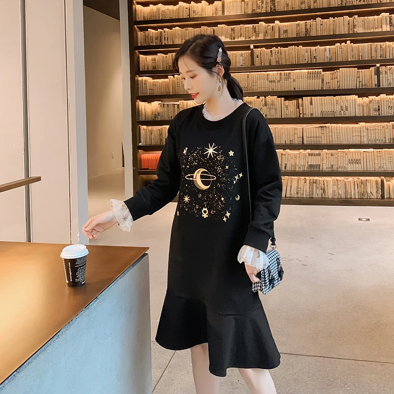 Новинка 2020 Брендовое весеннее платье для беременных женщин принт со звездой