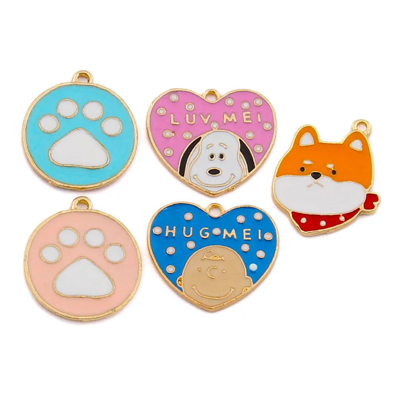 10 шт. милые эмалированные лапы для кошек и собак Красочные Подвески подвесная