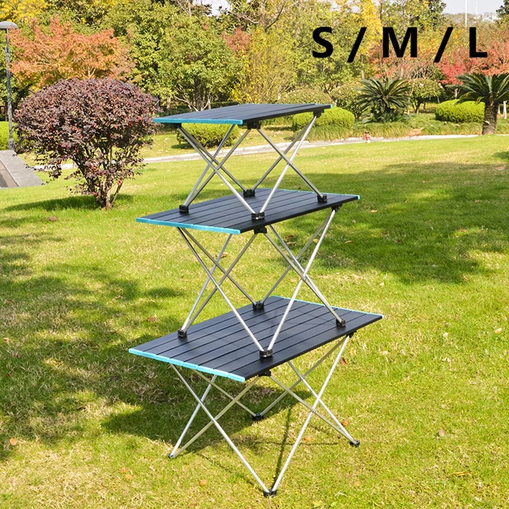 

Folding Camping Table LightWeight Portable Outdoor Picnic BBQ Desk Computer Bed Durable Barbecue Desks Aluminium Frame S/M/L
