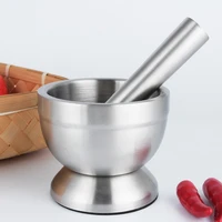 kitchen spice grinding mortar and pestle 304 stainless steel herb grinder pill crusher garlic pepper spices mill