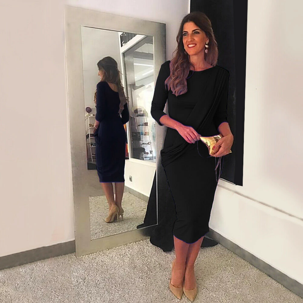 Элегантное женское платье с длинным рукавом облегающее повседневное вечернее