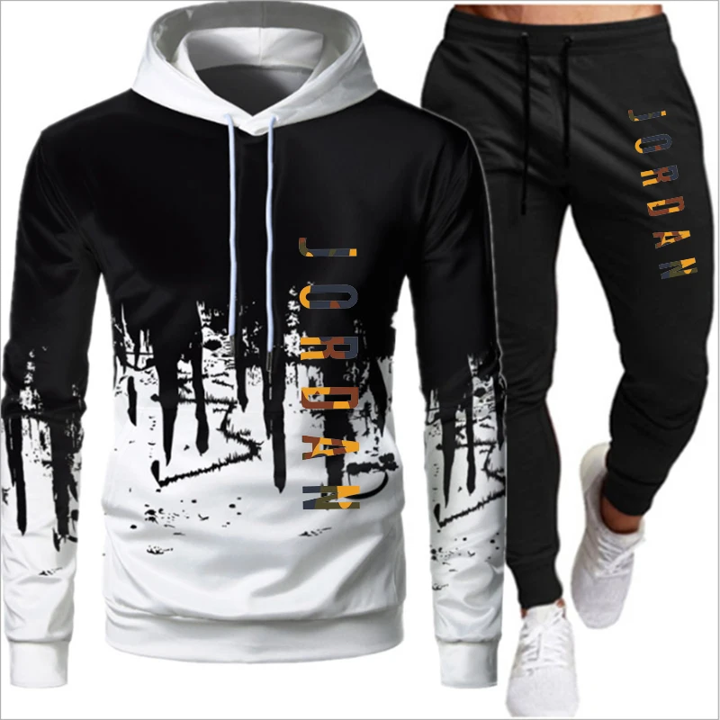 

2 Pieces Casual Sets Tracksuit Men Hooded Sweatshirt+Pants Pullover Hoodie Sportwear Suit Ropa Hombre Casual Clothes Size S-3XL