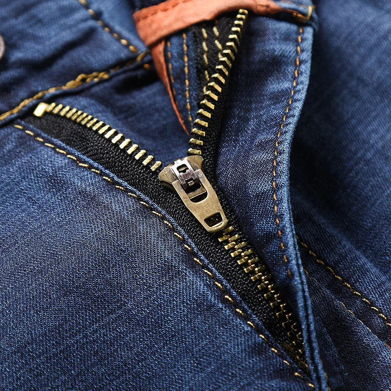 

Classic Pocket Embroidery Brand Lightweight Straight Denim Shorts 2021 Summer Business Casual Men's Fashion Cropped Pants Blue