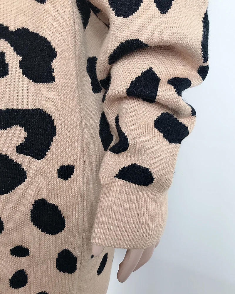 Merry Pretty Leopard осенне-зимние женские повседневные вязаные кардиганы с длинным рукавом, вязаные женские свитера, пальто, модная женская верхняя одежда