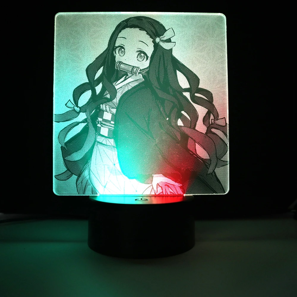 

Kimetsu No Yaiba Nezuko Two Tone Lamp Colorful Anime for Kid Bedroom Decor Birthday Gift Manga Demon Slayer Two Tone LED Light