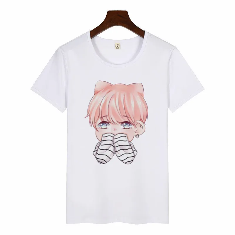 

Женская футболка с рисунком SUGA JIMIN, графическая футболка с альбомом Харадзюку, женские рубашки, футболка с принтом, топ, Милая женская футбол...