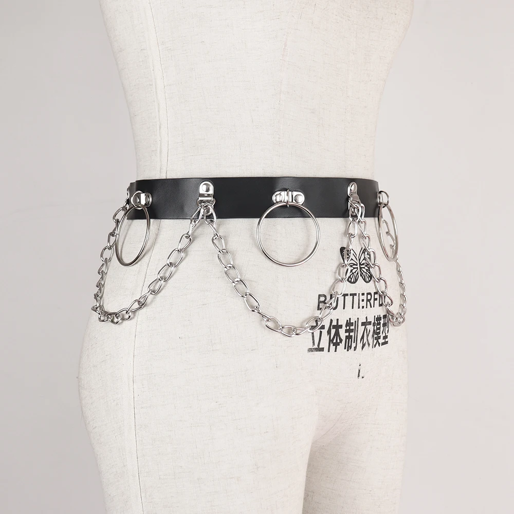 UYEE сексуальный женский модный пояс цепь кожи в стиле панк на подтяжках