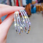 Женские серьги с-образным кольцом, крупные металлические кольца геометрической формы с большим кольцом для Стразы, подарочный набор украшений для ушей