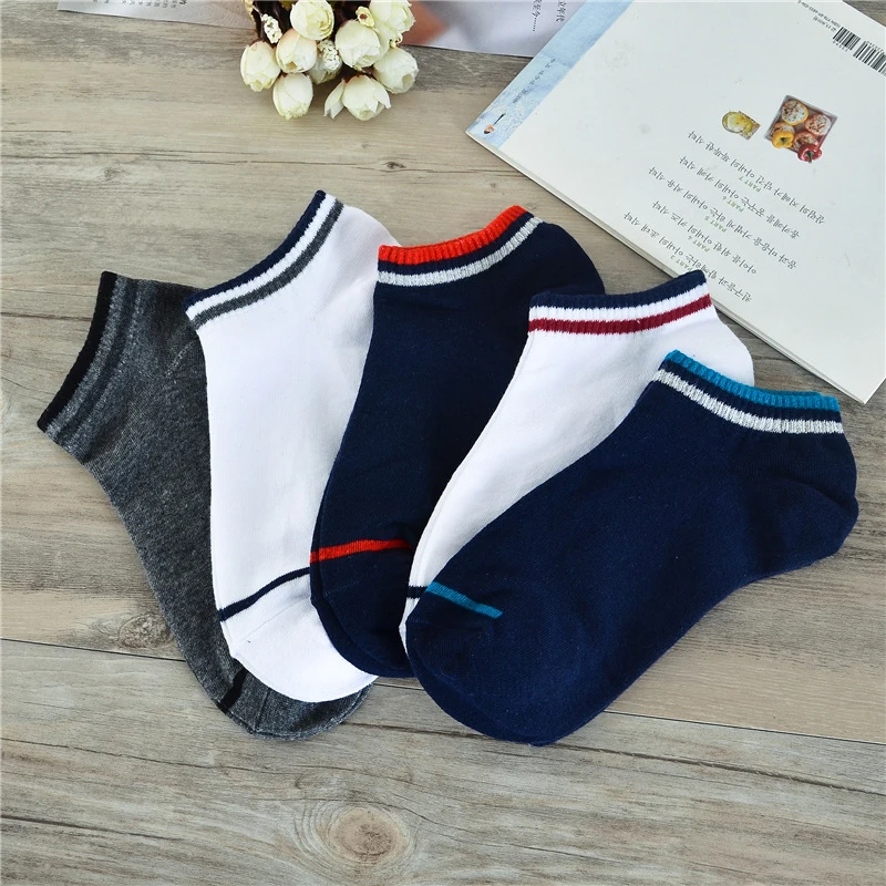5 pairs 2020 Men Socks Cotton Fashion Solid Color Stripes Boat Summer Male Casual Breathable Spring Boy New Meias | Мужская одежда