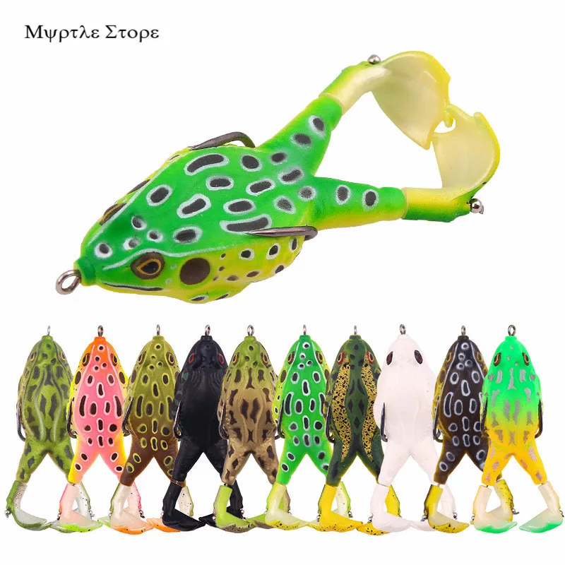 

F10Colour Frog Thunder Frog Double Hook Pike Wobblers Fishing Lurse Soft Artificial Bait Kits Fishing Tackle Lure Silicone Bait