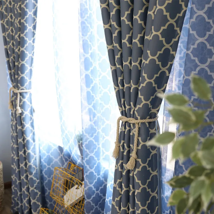 Curtains for Living Dining Room Bedroom 2 Colors Screens Printing American Villages Minimalist European Style Blackout Curtain | Дом и сад