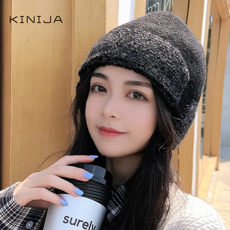 Женская зимняя плотная вязаная шапка маска уличная ветрозащитная теплая