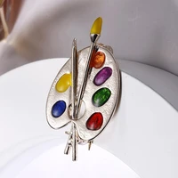 fashion painting palette brooches unisex enamel artist decorative brooch women dress sweater bag colorful lapel pins gift
