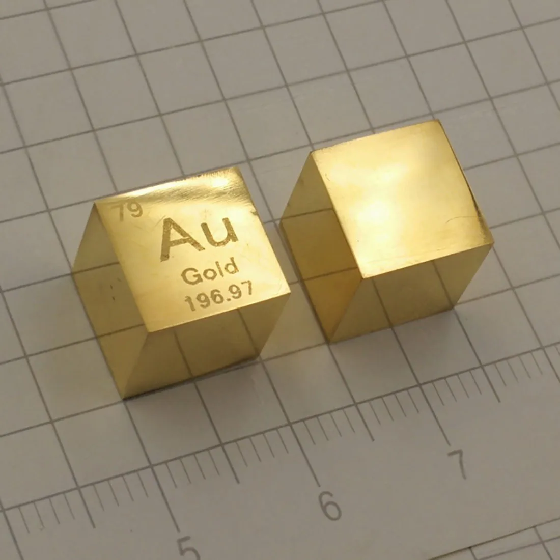 10X10X10 мм 6 сторонний зеркальный полированный металл Aurum куб периодической таблицы элементов Cube(AU≥99. 9