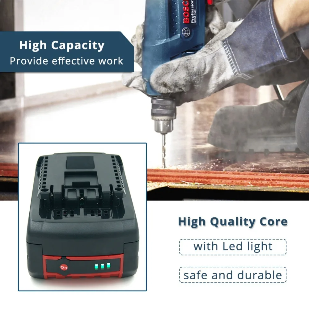 2 упаковки литиевых аккумуляторов 5000 мАч 18 в для дрели Bosch BAT609 BAT618 3601H61S10 JSH180 Bosch 18 V-LI электроинструментов